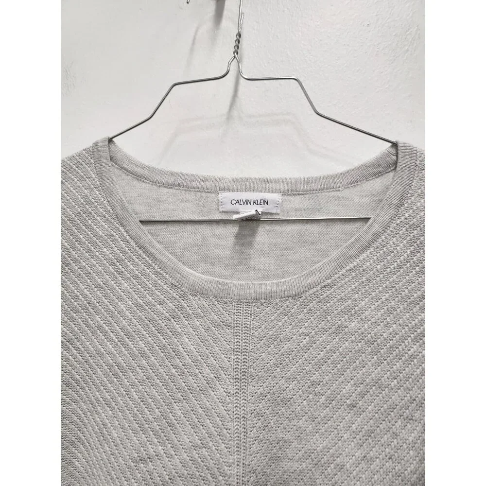 Calvin Klein Womens‎ Sweater  Small Gray Long Sleeve Shirt Hem Pullover Preppy - Picture 2 of 9